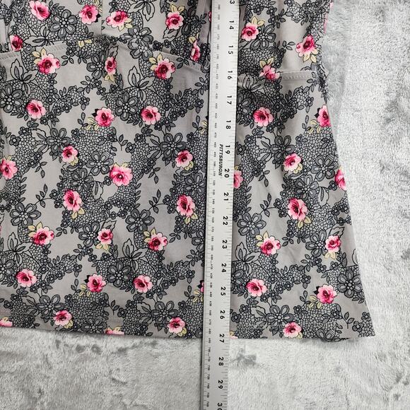 Rene Rofe Robe Womens XL Gray Pink Floral Lace Kimono Cami Top Lounge Casual 2pc - Picture 13 of 16